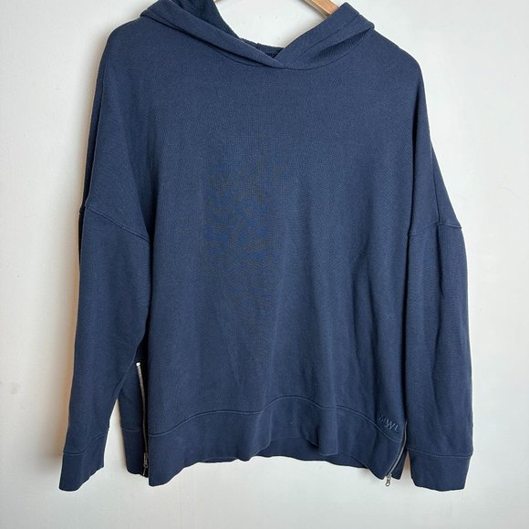 Madewell Betterterry Side-Zip Navy Blue Hoodie Sweatshirt Sz M - Picture 3 of 6
